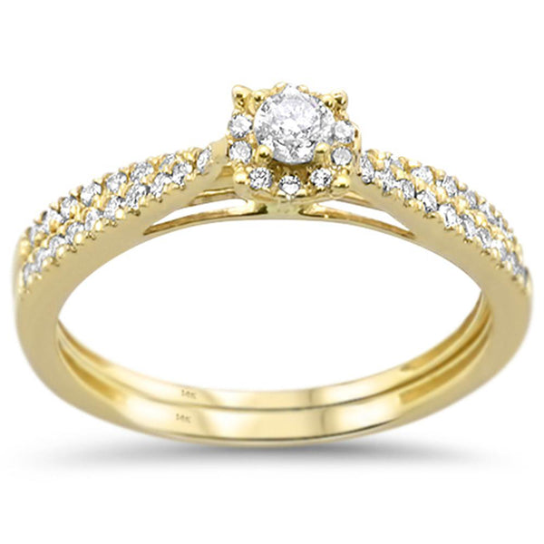 0.42ct 14k Yellow Gold Diamond Promise Engagement Wedding Set - 01SN47